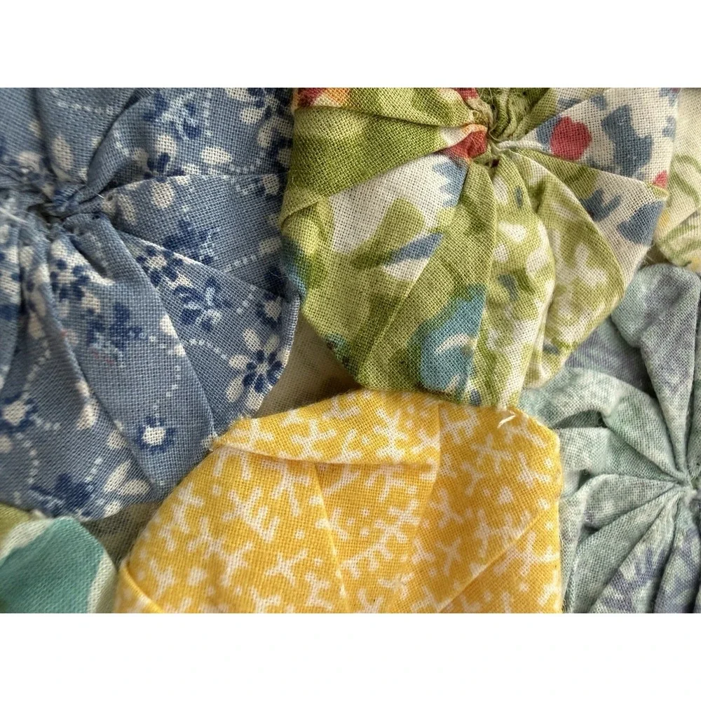 LL Bean Pinwheel Yoyo Quilt Comforter Full Queen w/ Matching 19